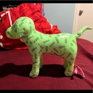 PINK VICTORIAS SECRET VINYL NEON GREEN PLUSH DOG
